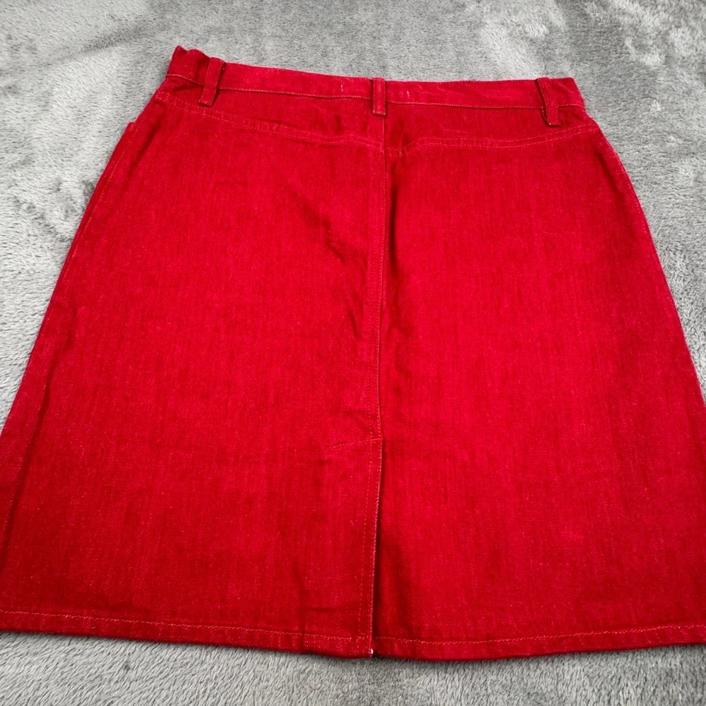 Tommy Hilfiger Denim Skirt Womens 14 Red Excellent A-Line 100% Cotton 5-Pocket